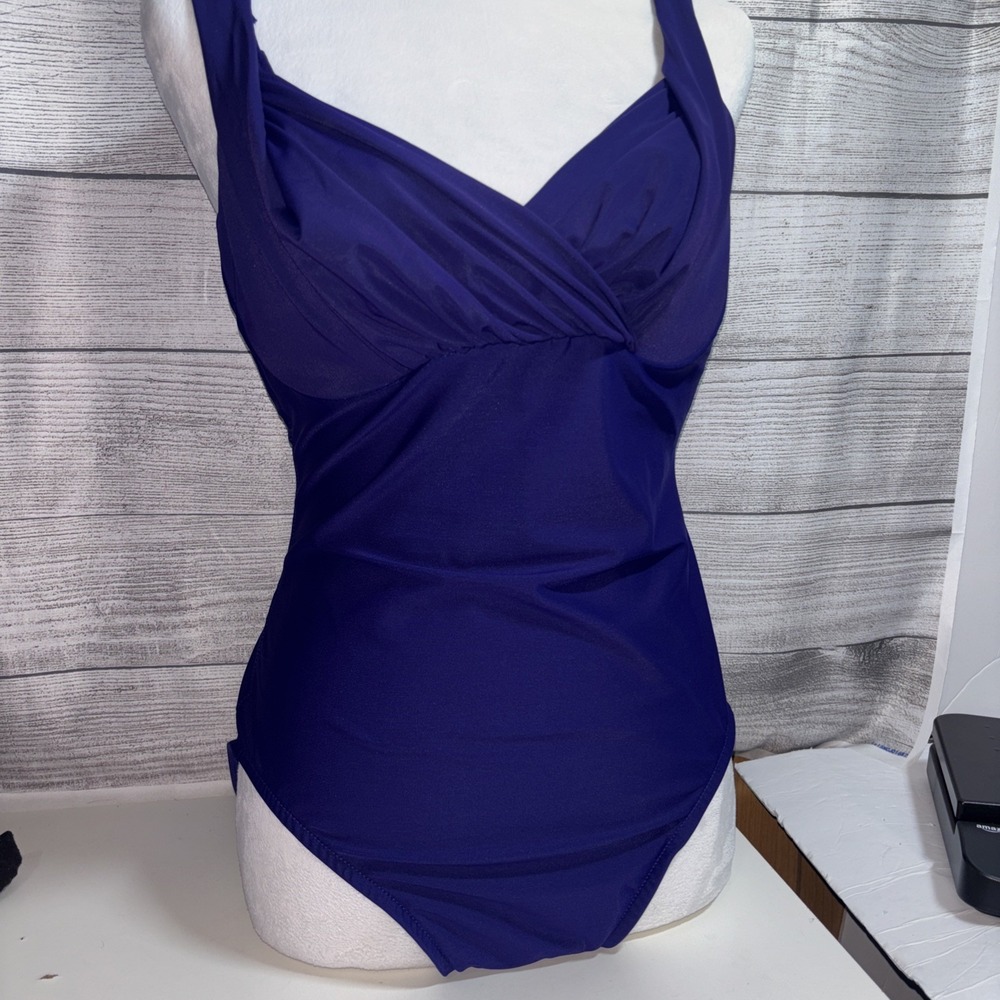 Magicsuit Size 12 Eggplant Purple/ Blue Solid Underwire‎ One Piece Swimsuit